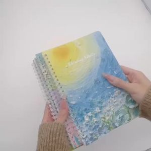 A5 Oil Painting Coil Notebook Spiral Landscape Aesthetic Double Metal Ring Loose Leaf Composition Notebooks study accessories