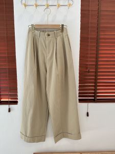 Quần Ống Rộng Cạp Cao Phong Cách Hàn Quốc Mùa Xuân 2025 Quần Dài Thường Ngày Đa Năng Đi Làm Xếp Ly Cotton Nguyên Chất