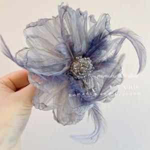 Retro Feathers Flower Brooch Pin Women Elegant Versatile High-End Feeling Pin Accessories Hair Clip Side Clear Tie
