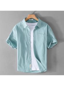 Áo Sơ Mi Cotton Tay Ngắn Mùa Hè Thường Ngày Mỏng Màu Trắng Trẻ Trung Phong Cách Nghệ Thuật Cổ Polo Thường Ngày Cho Nam