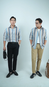 Áo Sơ Mi Nam Cổ Tàu Dugarco Vải Linen Dài Tay Họa Tiết Kẻ To Dáng Casual Style Hàn Quốc 238SM21045