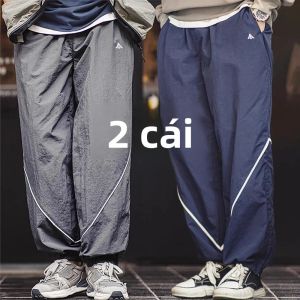 2 Chiếc Quần Tập Phản Quang Chống Thấm Nước Kiểu Mỹ Cổ Điển Dành Cho Nam Quần Dáng Rộng Chất Liệu Nylon Trung Bình Kiểu Dáng Thon Gọn Thích Hợp Cho Mùa Thu Đông Và Các Hoạt Động Thể Thao Ngoài Trời