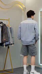 Quần short jean nam túi hộp Xmax lưng chun co giãn ống rộng quần đùi nam lửng cargo pant cạp chun co rút B125