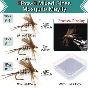 9/18Pcs/Box 3 Different Styles Dry Flies Nymph Box Set Fly Fishing Flies Trout Grayling Panfish Lure Carp Artificial Fish Bait