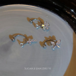 Sugar Titanium Steel Cross Zircon Ear Bone Stud Female Pierced-Ear-Caring Ear Studs Screw Tightening Buckle Butterfly Earrings Earrings