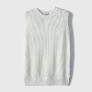 Xhange Lightweight Breathable Comfortable Hollow out Linen Knitted Vest Womens Spring Summer New Style Straight Cut Sleeveless