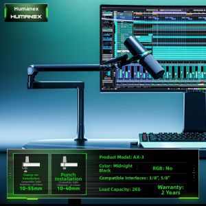 HumaneX | Adjustable Anti-shock Desktop Microphone Stand white