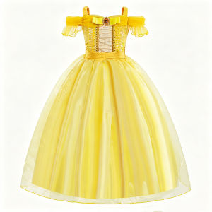 Belle Birthday Party Yellow Princess Costume Dress for Girl Children Clothes Girls Fairy Tale Gown 3 4 5 6 7 8 Years