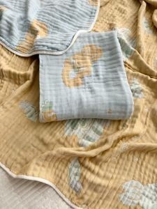 Super Soft Absorbent Baby Six Layers Pure Cotton Bamboo Fiber Jacquard Gauze Jelly Sense Soft Bath Towel Cover Blanket Bamboo Cotton Gauze