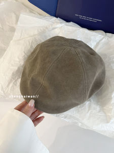 Mũ Beret Da Lộn Chất Lượng Cao Zhengbaiwan Cho Nữ Mũ Trẻ Em Thời Trang Thu Đông Mới Phong Cách Mỹ Cổ Điển Mũ Trùm Đầu Ngắn