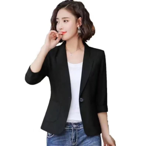 Single/Two-Piece Small Suit Short Coat for Women Spring and Autumn Small Easiest for Match Plus Size Professional 3/4 Sleeve Suit Womens Clothing