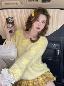 GUZILIAN | Autumn Winter Lazy Style Knitted Sweater Womens Slimming Loose Soft Outerwear Long Sleeve Comfortable Korean Version Sweater