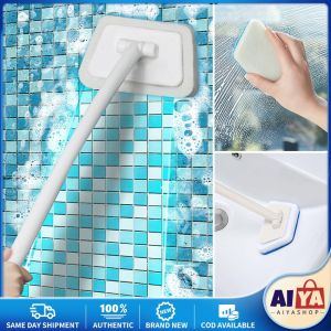 Multifunctional Bathroom Cleaning Brush Long Handle Replaceable Household Bathtub Ceramic Tile Wall Glass Sponge Cleaning Brush
