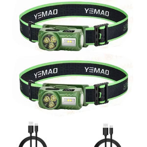 YEMAO T615 500LM Rechargeable Multi-Function LED Flashlight with Hat Clip Bike Light & Floodlight for Camping Work & Outdoor