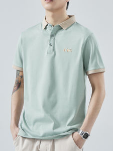 Summer Ice Cotton Short Sleeve Polo Shirt Mens Casual Turn-down Collar Solid Color Versatile Fashionable Trendy Youth T-shirt