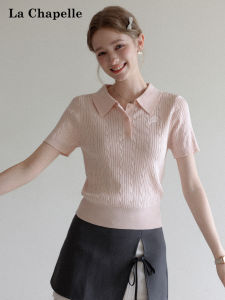 La Chapelle | Crochet Embroidered Polo Neck Short Sleeve T-shirt
