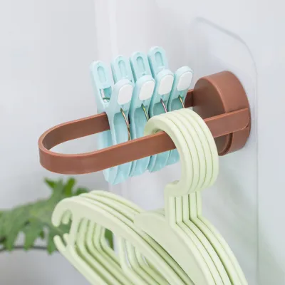 Giá Treo Quần Áo Treo Tường Không Đục Lỗ Đa Năng Gấp Gọn Móc Phơi Ban Công Chất Liệu Nhựa Chống Gỉ