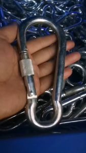 Maco 6-8-10-12mm Galvanized Steel Snap Hook With Lock Metal Spring Carabiner Hook (Safe Load: 80% Of The Capacity) (Capacity: 100Kg Size: 6mm) (Capacity: 150Kg Size: 8mm) (Capacity: 240Kg Size: 10mm) (Capacity: 350Kg Size: 12mm)