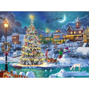 Christmas 500/1000/1200/2000PCS Snow Scene Paper Jigsaw Puzzle for Adult Landscape Puzzle Educationa Toy Challenging Game