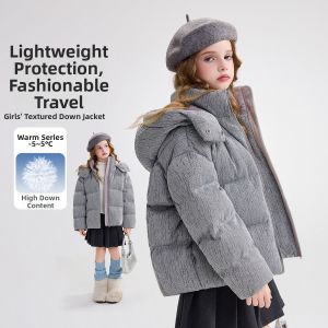 Ask Junior | Girls Hooded Warm Textured Down Jacket