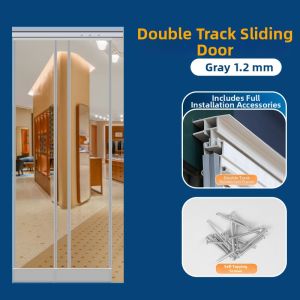 Magnetic Self-closing Double Track Sliding Clear Curtain