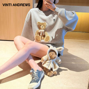 Happy Bear 3D Furry Detail Womens Hoodie