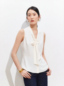 Vero Moda | V-neck Belted Loose-fitting Sleeveless Blouse Shirt