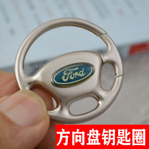 Creative Car Keychain Steering Wheel Design Key Ring Ford Keychain Simple Style Automotive Themed Gift Accessory