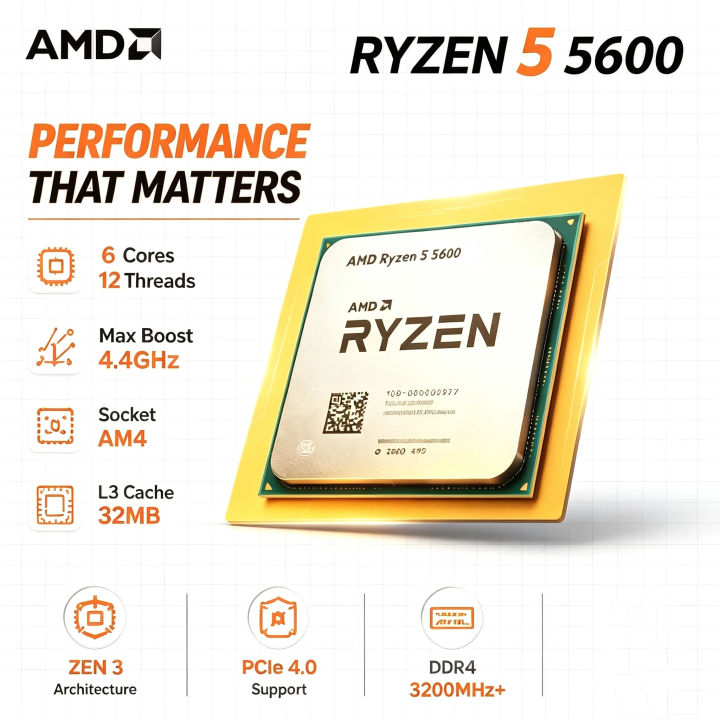 AMD | AMD Ryzen 5 5600 Gaming CPU 6 Core 12 Thread 4.4GHz Boost