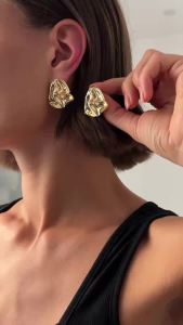 Ingemark | Ingemark Trendy Irregular Metal Folded Stud Earrings for Women Exquisite Gold Color Geometric Piercing Earrings Jewelry Gifts