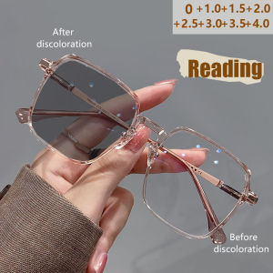 New Color-changing Anti-blue Frame With High Appearance And Slimming And Fashionable Light-changing Reading Glasses 2055-1
