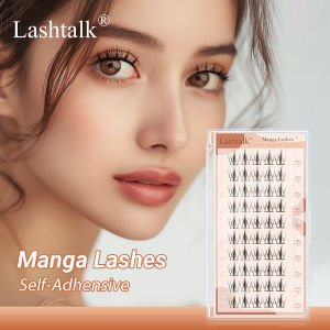 Lashtalk Manga Anime Lashes Self Adhesive DIY False Eyelash No Glue and Remover Needed One-Step Reusable Pre-Glued 50 Clusters
