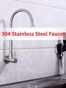 Keran Keluli Tahan Karat SUS304 Stainless Steel Kitchen Faucet 360° Swivel Pull-Out Design