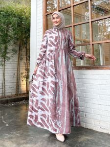 SILK SUTRA DRESS GAMIS SUTRA BATIK CAP ABSTRAK