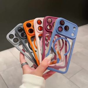 Transparent Acrylic Magnetic Case For iPhone 17 16 14 15 13 12 Pro Max 16 Plus For Magsafe Shockproof Armor Lens Protector Cover