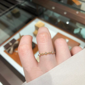 Agete Natural water Pearl Ring with Diamond Edge 925 Pure Silver Womens Elegant And Cute Fashion Jewelry Accessory