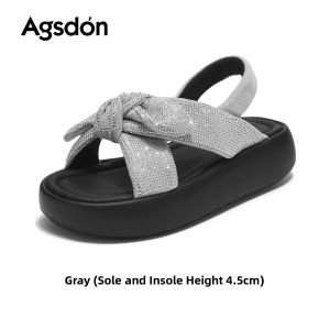 Agsdon | Elevated Thick Heel Comfortable Bow Sandals Female Summer Wear