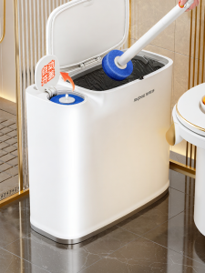 Joybos | Narrow Large Household Bathroom Trash Can with Toilet Brush Cover