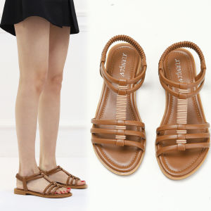 35-42 Leather Flat Sandals Office Wear Outdoor Ladies Shoes Fashion Basic Sandals Teacher Rubber Shoes On Sale