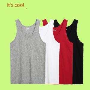 Your Sun Summer Middle-Aged and Elderly Animal Year Red Vest Mens Pure Cotton Loose All Cotton Hurdle Vest round Neck Undershirt