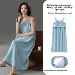 Bộ đồ ngủ MiiOW nữ làm bằng polyester dài tay in họa tiết hoa có đệm ngực thoáng khí
