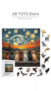 Wooden Jigsaw Puzzles Star SkyWooden Puzzles for AdultsUnique Shape Animal Irregular Wooden Gifts for Friends Christmas