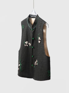 Yithque Heavy Embroidery Silk Cloud Cloth Crack Pattern Vest New Chinese Style National Trend 100  Silk Vest