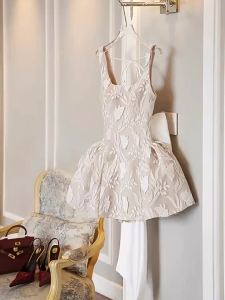 Elegant Noble Style Bow Lace Embroidery Dress