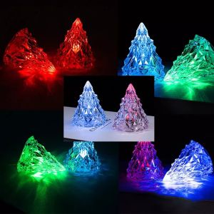 Christmas Tree LED Transparent Shell Light LED Crystal Candle Light Desk Electronic Night Lamp Dating Party Holiday Home Decor