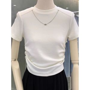 Áo Thun Cotton Modal Tay Ngắn Cổ Tròn Dáng Ôm Mùa Hè Cho Nữ Áo Thun Gấp Gọn Áo Thun Thường Ngày Áo Thun Phong Cách Hàn Quốc