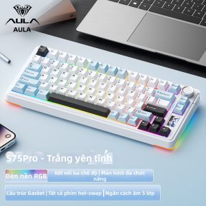 AULA | Bàn phím cơ không dây Bluetooth ba chế độ Tarantula S75PRO với màn hình hiển thị lý tưởng cho văn phòng chơi game và thể thao điện tử.