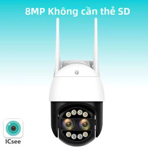 Camera IP BESDER 8MP 4K PTZ Zoom Lai 8x Ống Kính Kép WiFi Phát Hiện Chuyển Động Người Âm Thanh 4MP Giám Sát Video An Ninh Màu Trắng/đen