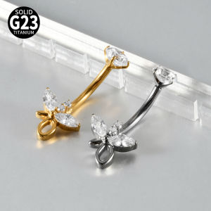 1PC Titanium Carved Zircon Belly Button Stud Cz Flower/Moon Marquise Zircon Navel Piercing Body Jewelry 16G