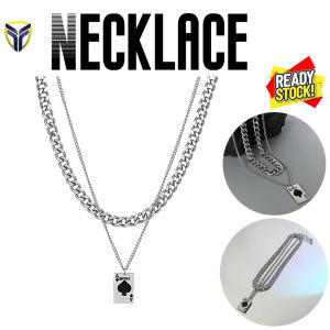 Men Women Ace Of Spades Cuban Necklace WomenS Double Laminated Wearing Hipster Male Hip Hop Bundy Personality Clavicle Chain